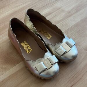 Salvatore Ferragamo Kids Metallic Gold Dress Shoes